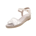 thumbnail image 2 of Fankiway Women's Comfortable Wedge Sandals Open Toe Canvas Espadrille Rope Wrapped Adjustable Slingback Plus Size Summer White 7, 2 of 8