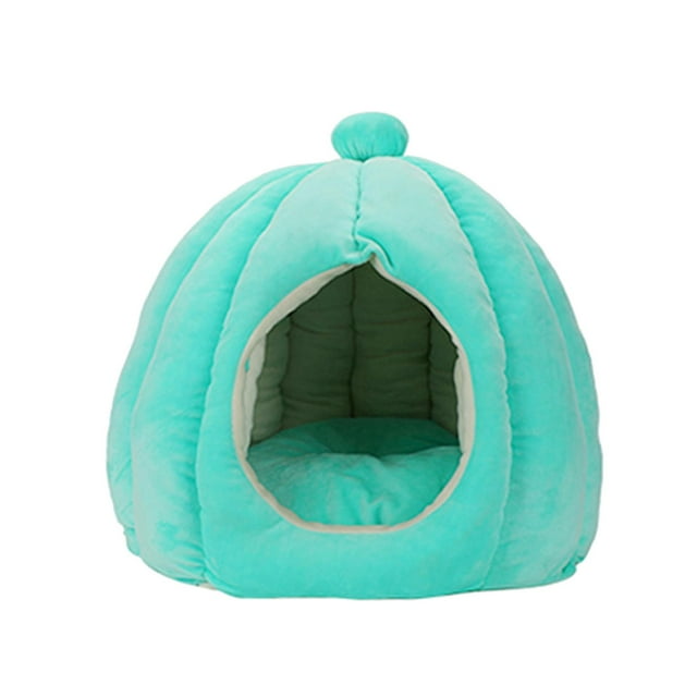 Cama para gatos de calabaza para gatos de interior, camas suaves para perros para gatitos, cachorros y gatos Azul Verde Pequeño Yuyangstore Camas para gatos