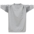 thumbnail image 2 of UVEASISHA Big and Tall Cotton Tops for Men Long Sleeve Thin Solid Tshirt Fall Loose Casual T Shirt with Pocket Gray L, 2 of 6