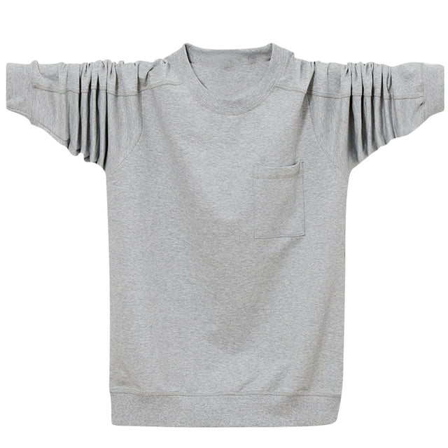 pstuiky camisas de manga larga para hombre, Camiseta holgada de manga larga y cuello redondo para hombre, talla grande Tops de talla grande para hombre xxxxxxl