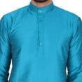 thumbnail image 5 of SKAVIJ Men's Art Silk Long Shirt Indian Casual Party Kurta (Small, Turquoise), 5 of 6
