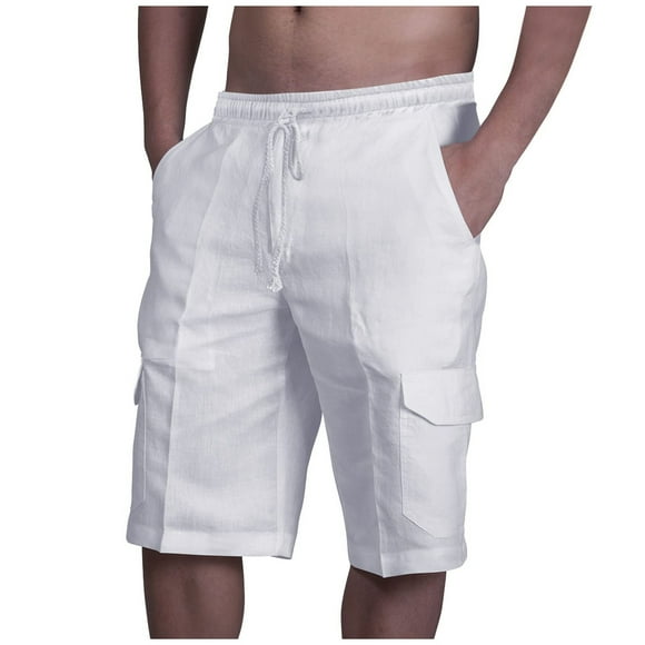 Neisaus Shorts Cargo pour Hommes Liquidation d'Été Mode Estivale pour Hommes Cordon Élastique Couleur Unie Ample Décontracté Cinq Pantalons de Plage Décontractés