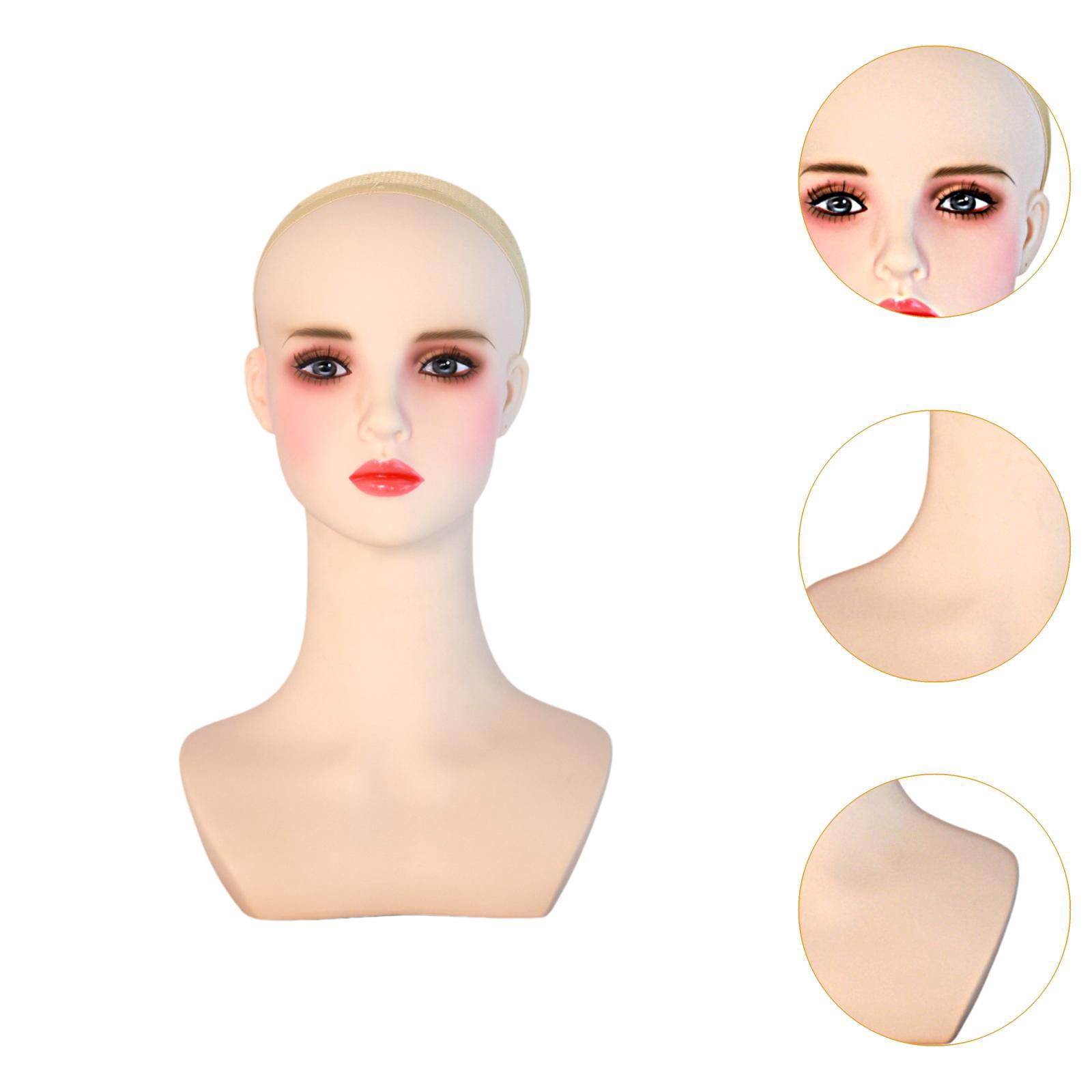 Serenable Cosmetology Mannequin Head with Cap with Makeup Shop Stand