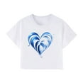 thumbnail image 5 of Otvok Spring and Summer T-shirt Women's Casual Heart Print Round Neck Short Sleeve Blouse Tops, 5 of 6