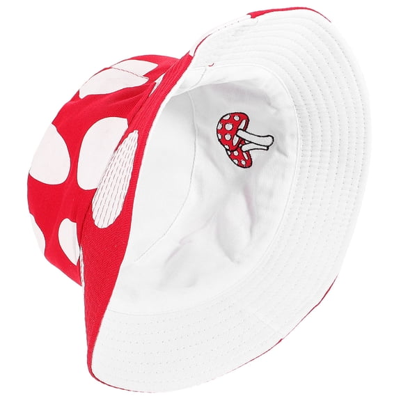 LITINKIMI Red Polyester Mushroom Hat Reversible Sun Protection Trendy Summer