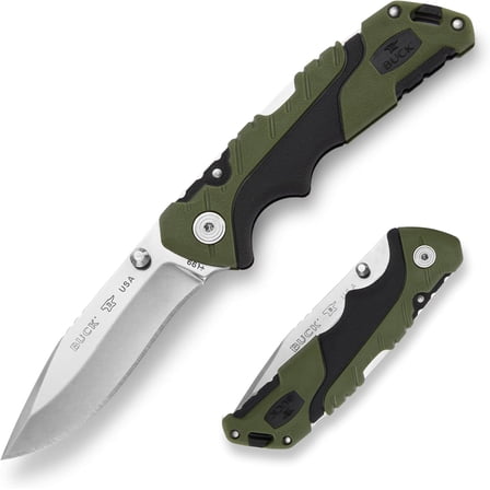 Buck Knives 661 Small Folding Pursuit Hunting Knife, 3" Blade, Nylon Handle, Green, 2.5 oz