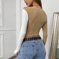 thumbnail image 4 of Vedolay Long Sleeve Blouses for Women Fashion 2023 Blouse Elegant Tops Khaki,S, 4 of 5