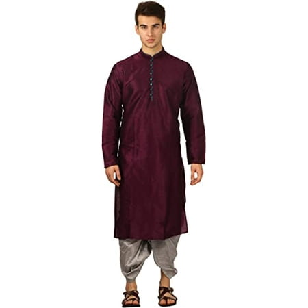 

Royal Kurta Mens Art Silk Dhoti Kurta Set (Purple) (42)