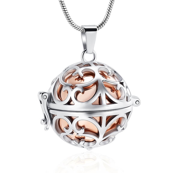 Tree of Life Urn Necklace for Ashes for Women Men Hollow Keepsake Urn Locket Pendant Memorial Cremation Jewelry with Mini Ball
