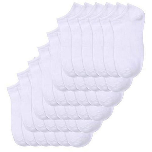 36 Pairs - Women's Socks - Ankle Cut, Low Cut, No Show, Footie, Casual Girls (White, Size 9-11)
