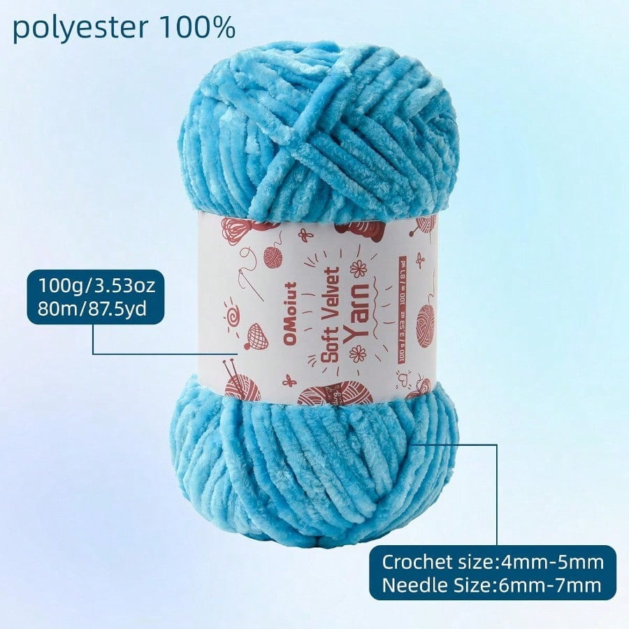 20 Pack Chenille Chunky Yarn  Yarn for Crocheting Soft White Black Brown Green Red Pink Blue Rainbow Veet Yarns Crochet Blanket Amigurumi Yarns Pack with Crochet Accories B