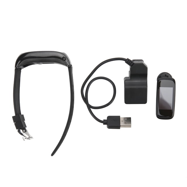 2 en 1 pulsera inalámbrica con auriculares Bluetooth, reloj inteligente, pulsera con monitor deportivo, Fitness, color negro