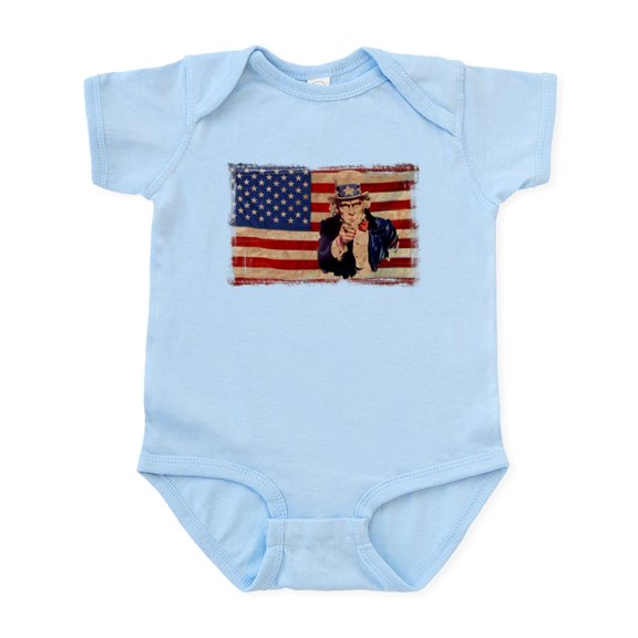 CafePress - Uncle Sam Pointing Retro Distressed Body Suit - Baby Light Bodysuit, Size Newborn - 24 Months