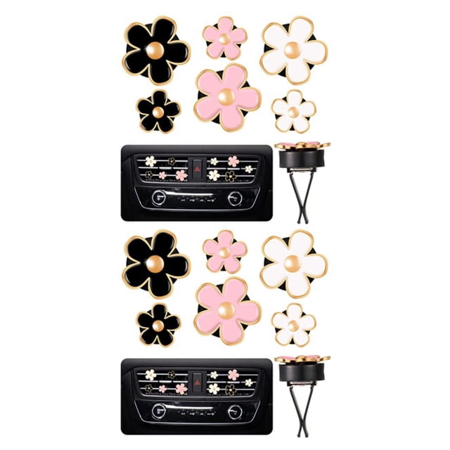 Decodeary 6pcs Enjoy Clean And Fresh Atmosphere In Car With Air Purifying Air Freshener white pink black 2Set