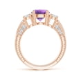 thumbnail image 2 of ANGARA Natural Three Stone Round 1.7 ct Amethyst and Diamond Ring in 14K Rose Gold for Women (Size-8mm) | February Birthstone, Birthday, Anniversary, Jewelry Gift for Women | Natural Amethyst Ring, 2 of 8