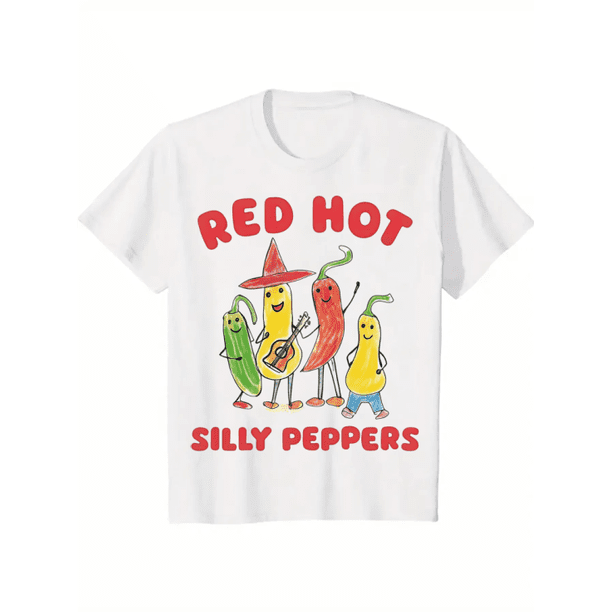 Vintage Red Hot Silly Peppers T-Shirt, Loose Casual Comfy Short Sleeve Round Neck Tee for Summer, Fashion for Daily Wear