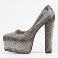 thumbnail image 2 of FSJ Women Luxury Sparkly Rhinestone Embellished Chunky Block High Heel Platform Pumps Closed Toe Slip On Wedding Party Event Shoes Size 7.5 Gray Gradient, 2 of 4
