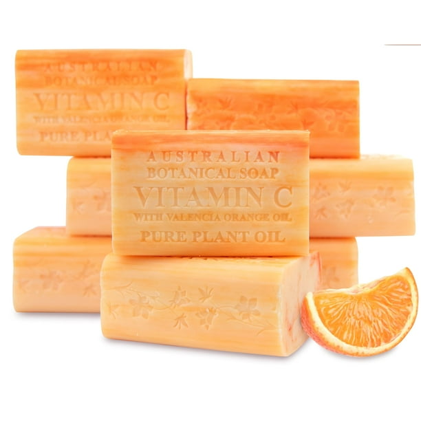 Jabón botánico australiano con vitamina C, naranja, 200 ml, 8 unidades
