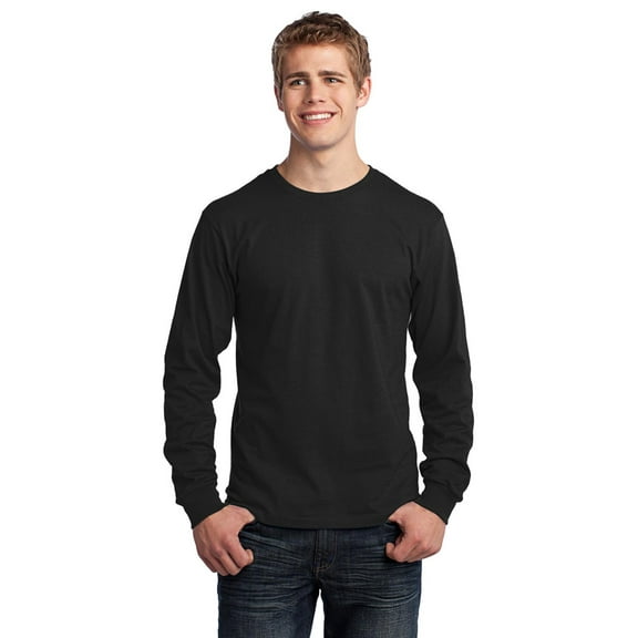 Port Company PC54LS Men's Long Cotton Shirt - Jet Black - L