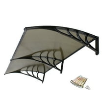 CZMDZH Window Awnings for Doors Canopy Polycarbonate Cover Front Door Outdoor Patio Awning Canopy UV Rain Snow Sunlight Protection Hollow Sheet, Brown Board & Black Bracket
