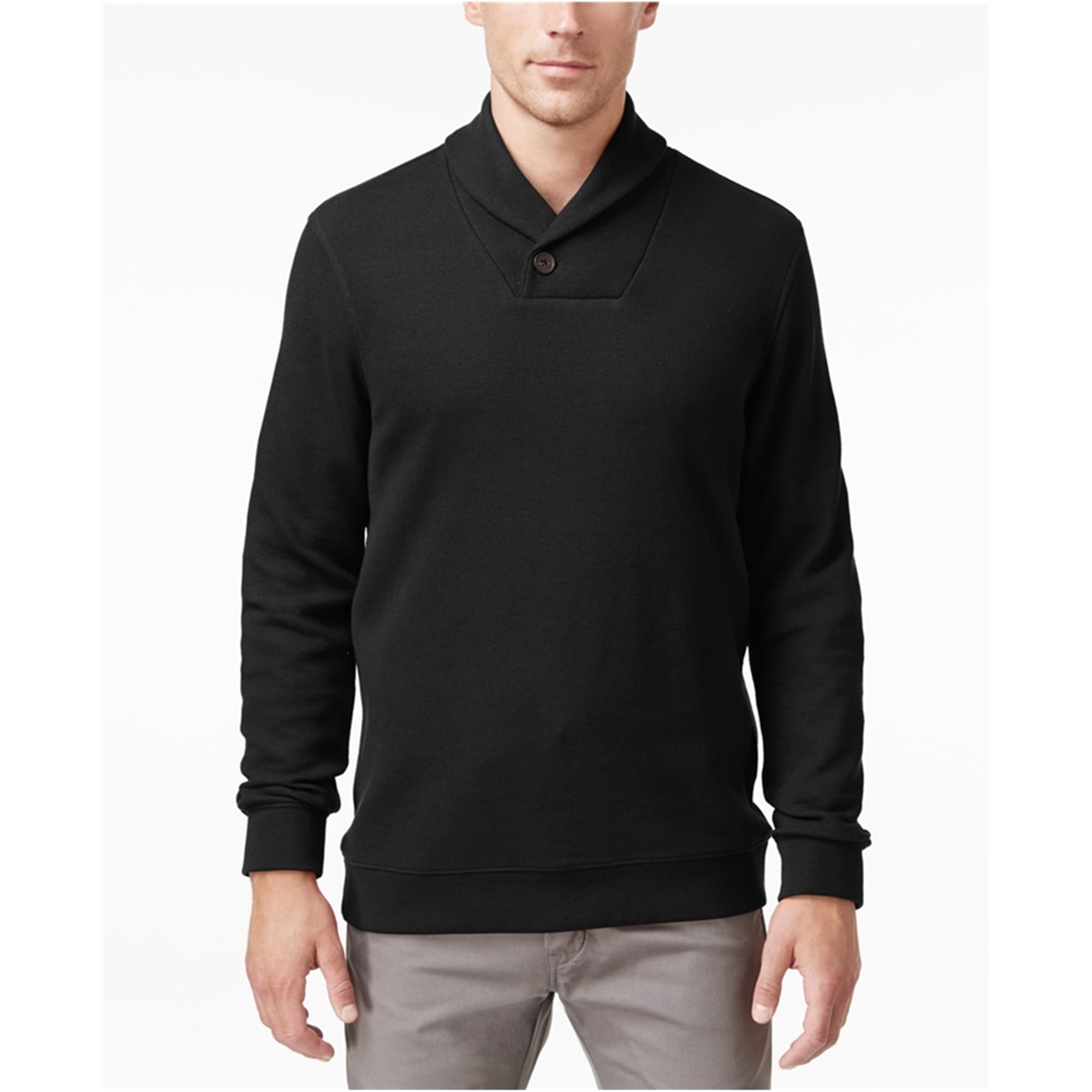 black shawl collar sweater
