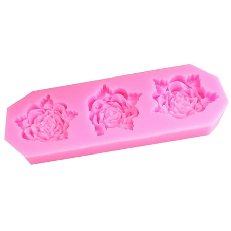 

3 Roses Flowers Roses With Leaves Fondant Silicone Mold Baking Cake Decoration