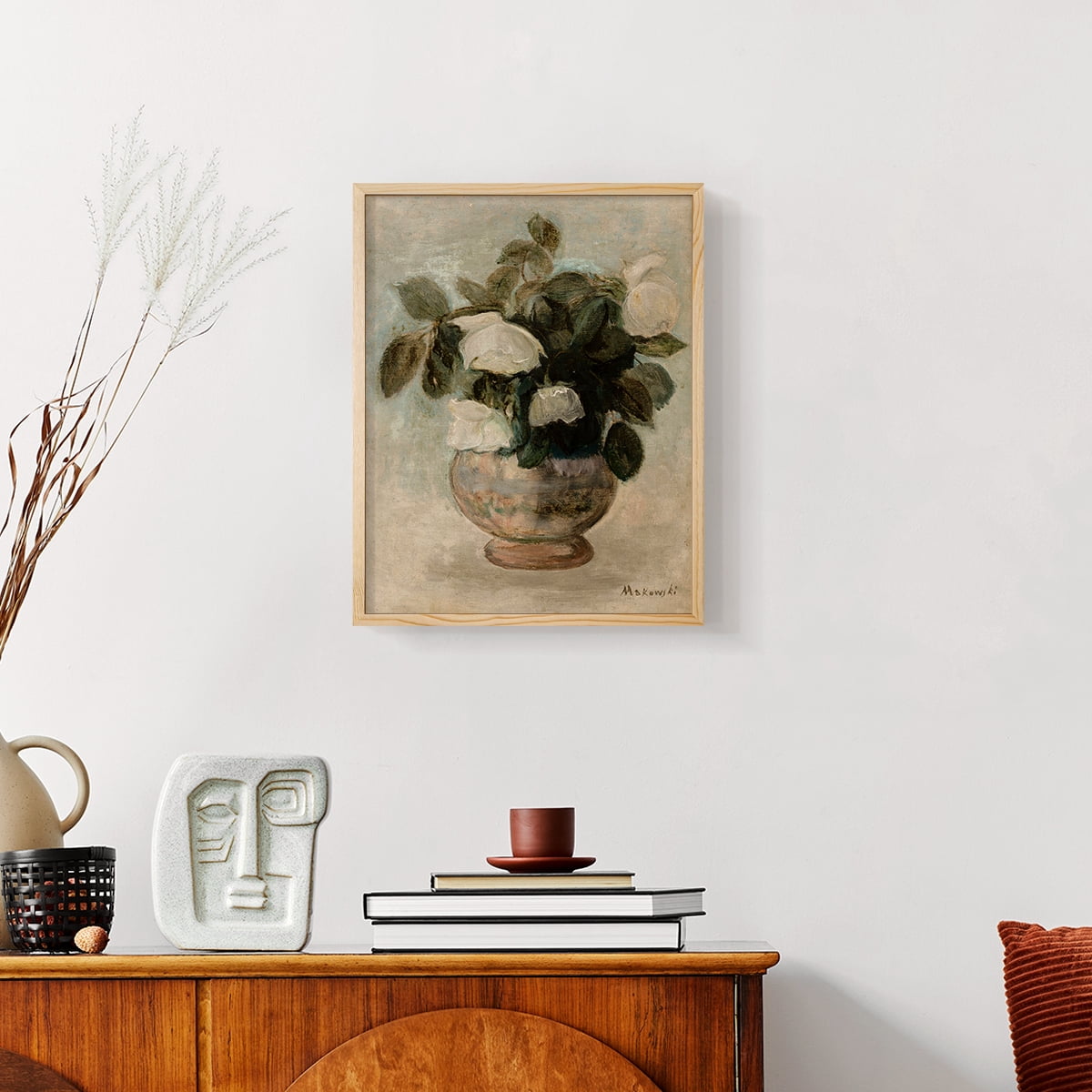 Vintage Floral Bouquet - 10in. x 8in. Vintage Framed Print in Natural Wood Frame