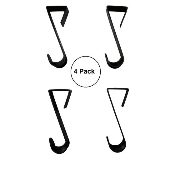 Dependable Industries Inc. Essentials 4-Pack of 4.5 in., Plastic Over-The-Door Hangers & Over-The-Door Hooks – Over-Door Hooks for Hanging Clothes & Towels Black
