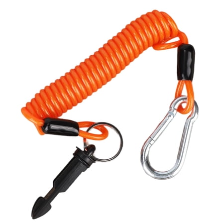 Emlimny Trailer Brake Away Cable, 6ft High Rebound Spring Emergency Safety Cable Strap with Pin and Carabiner Wire Coiled Breakaway Switch for RV Camper Boat Trailer Towing Accessories