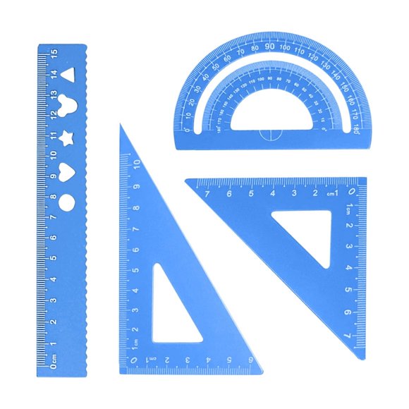 TACILIP Office Supplies, Aluminum Alloy Student Set of Ruler Multifunctional Drawing Ruler Straight Ruler Triangular Ruler Protractor Four Sets of Ruler Metal Scale Ruler, Gifts for Mom