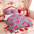 thumbnail image 2 of Manfei Black Classic Checkered 7-Piece King Bedding,Chic Bow Tie King Bed in a Bag,Reversible, 2 of 7
