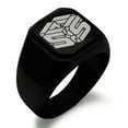 thumbnail image 1 of Stainless Steel Letter S Initial 3D Cube Box Monogram Engraved Engraved Square Flat Top Biker Style Polished Signet Ring, 1 of 1