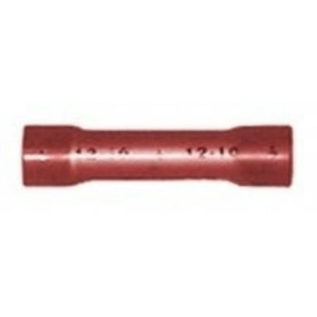 Solderless Terminal Assortment - See-Through Nylon Insulated Butt Connector Solderless Wire Terminal 22-18 Gauge (Red) - 100 Pack