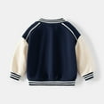 thumbnail image 3 of Ticikt Kids Baseball Jacket Varsity Coat Fall Winter Fleece Bomber Vintage Outerwear Casual Sport Cardigan Sweatshirt Youth,Color:Navy,2-3 Years, 3 of 8