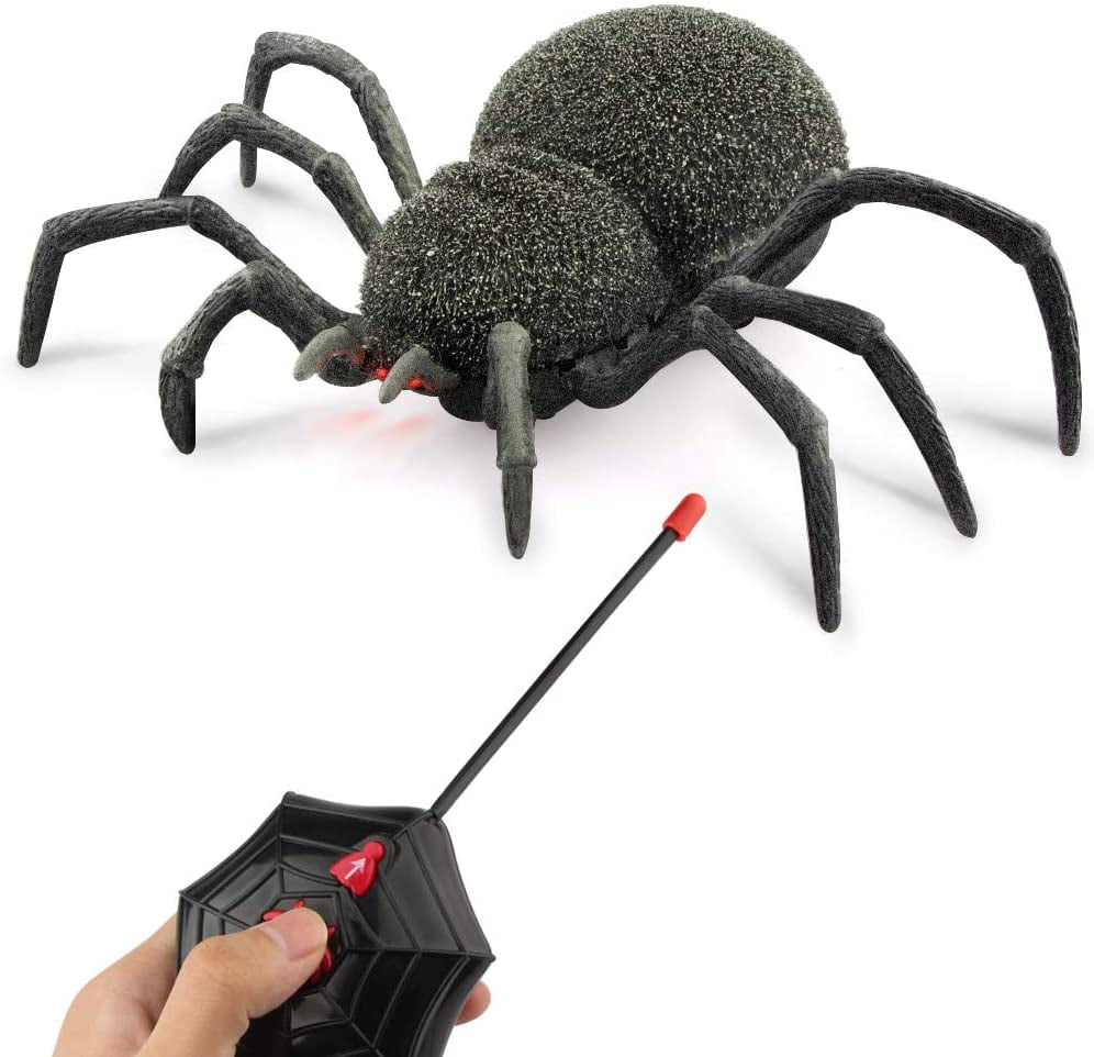 Halloween RC Remote Control Wall Climbing Horrible Black Spider Prank Kids Toys 