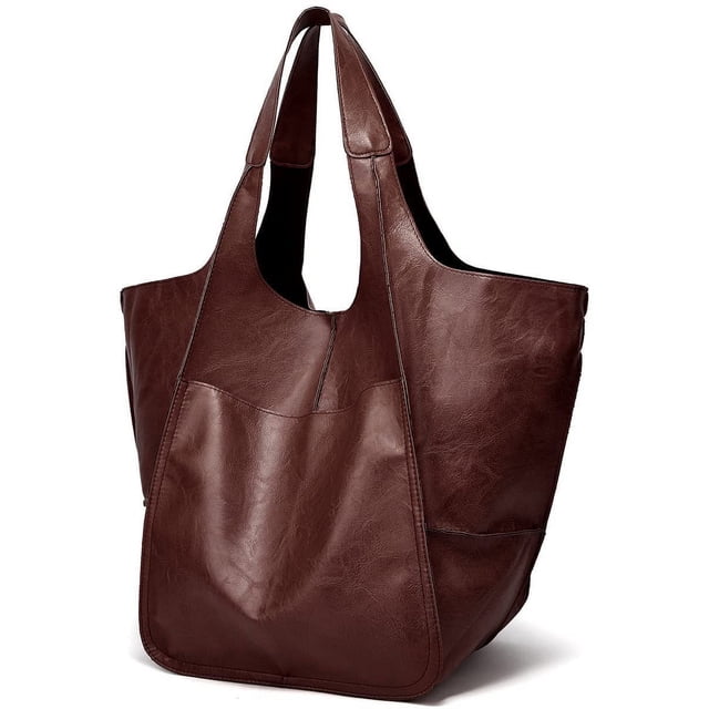 Bolso de mano retro de nicho simple grande de cuero suave de gran capacidad bolso de mano portátil para mujer