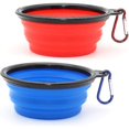 thumbnail image 1 of Collapsible Dog Bowl, 2 Pack Collapsible Dog Water Bowl For Cats Dogs, Portable Pet Drinking Bowl For Walking Parking 350ml (blue+red), 1 of 5