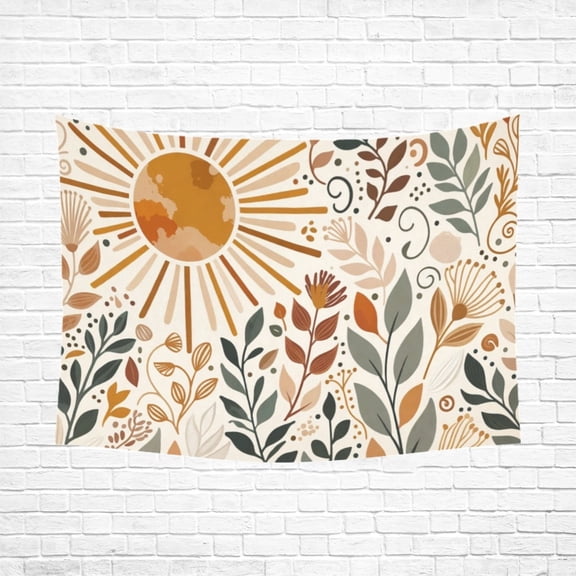 Boho Tapestry Wall Hanging – Floral Garden Tapestry for Bedroom, Living Room & Outdoor Decor, Peach Skin Fabric Hippie Mandala Tapestry, Large Polyester Wall Art