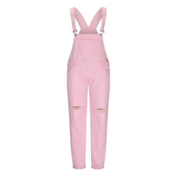 SOOMLON Men's Coveralls Pocket Formal Pants Ripped Ripped Pants Long Pants Cargo Pants Suspender Trousers Pink XXL