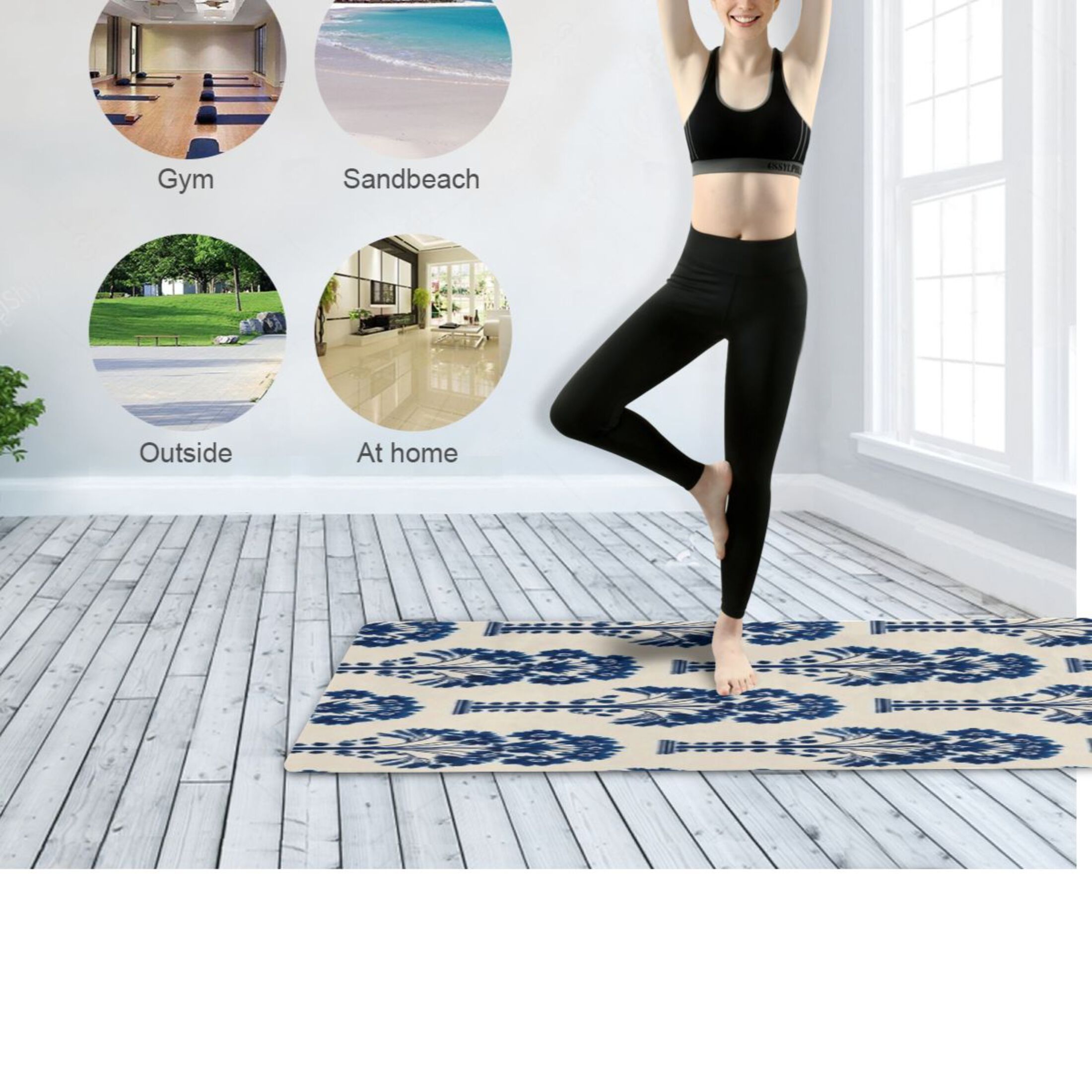 BZSMCE Yoga Mat Women Fitness Mat White Tree Pattern