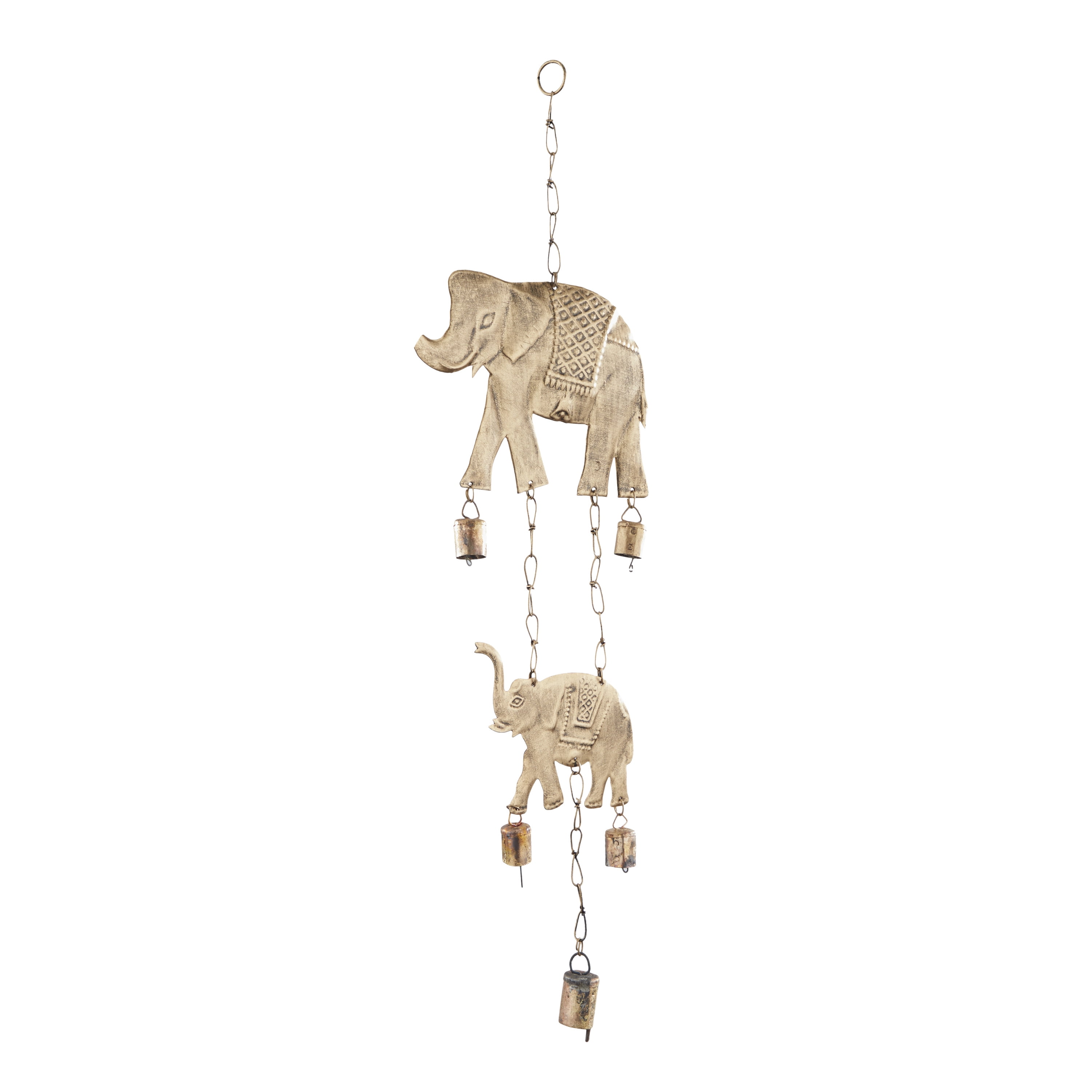 DecMode 28" Brass Metal Elephant Windchime with Bells