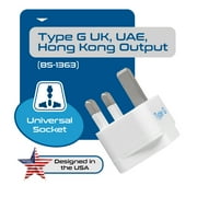 Ceptics Grounded Universal Plug Adapter for UK (Type G) - 3 Pack