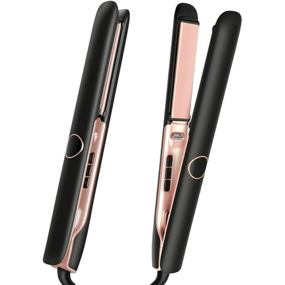 2025 2-in-1 Professional Ceramic Flat Iron - 1" Straightener & Curler with Anti-Iron Silicone for Frizz-Free Shine