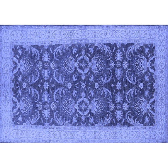 Ahgly Company Machine Washable Indoor Rectangle Oriental Blue Traditional Area Rugs, 2' x 3'