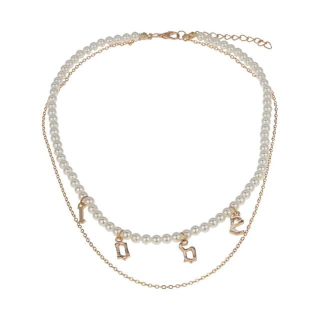 Collier Perles de Riz en Métal Rétro Bijoux pour Dames Cadeau