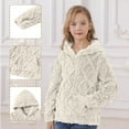 thumbnail image 5 of Jinhomg Teen Girls Fuzzy Fleece Hoodies Cable Knit Pullover Warm Sherpa Sweatshirt Fall Winter Soft Cozy Y2K Hoodie Tops with Pockets 4-5 Years, 5 of 7