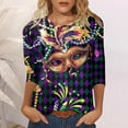 thumbnail image 2 of PMUYBHF T-Shirt Imprimé Joyeuses Fêtes Manches 3/4 Col Rond Blouse 3806 m, 2 of 5
