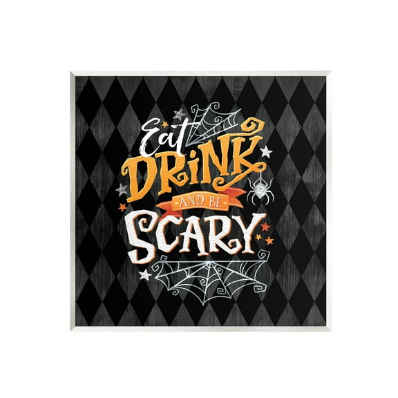 Eat Drink Be Scary Halloween Pattern Holiday Graphic Art Unframed Art Print Wall Art