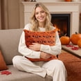 thumbnail image 3 of Halloween Throw Pillow Covers 18x18 Inch, Soft Plush Embroidered Decorative Square Pillowcases, Farmhouse Holiday Cushion Covers for Couch Sofa Living Room Bedroom Outdoor Home Decor, 3 of 5