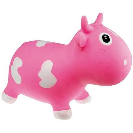 Kidzz Farm Jumping Animals Bouncy Animal Hopper Bella Milk Cow, Pink
